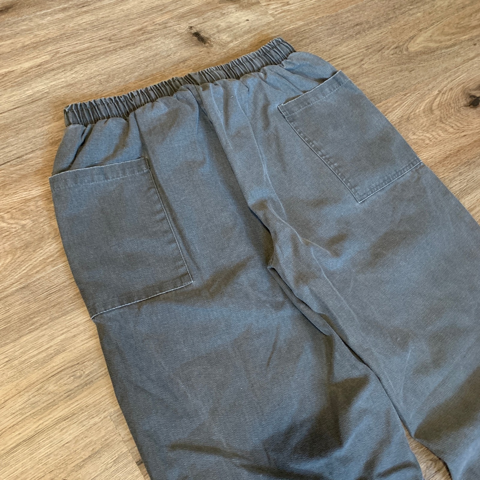 Kidoriman Mens Xxl Charcoal Grey Elastic Waist Cotton Wide Leg Casual Pants — image 4 of 8